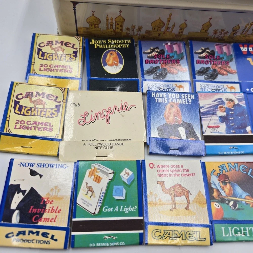 vintage Camel collector's tin 1992 W Mixed Camel Lights Matches Matchbooks